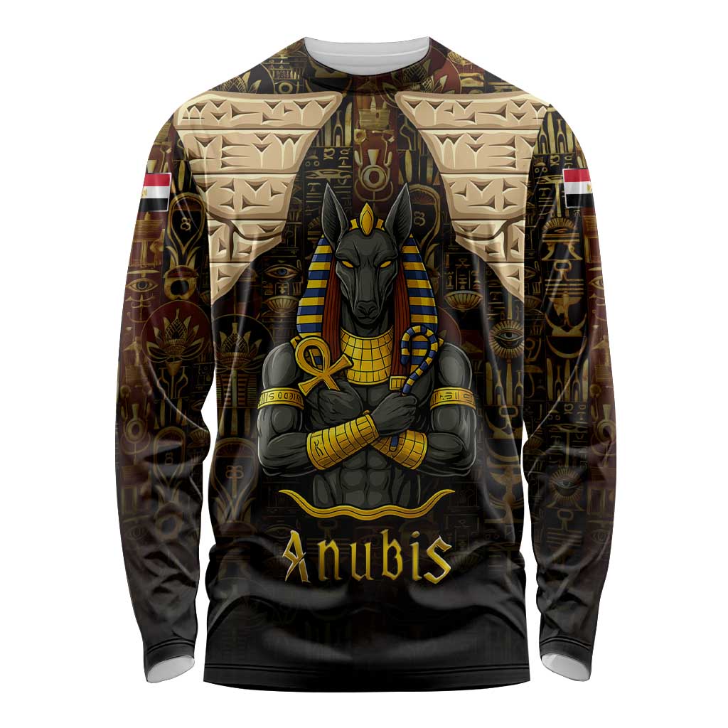 Anubis Egypt Long Sleeve Shirt with Ancient Hieroglyph Pharaoh Spirit