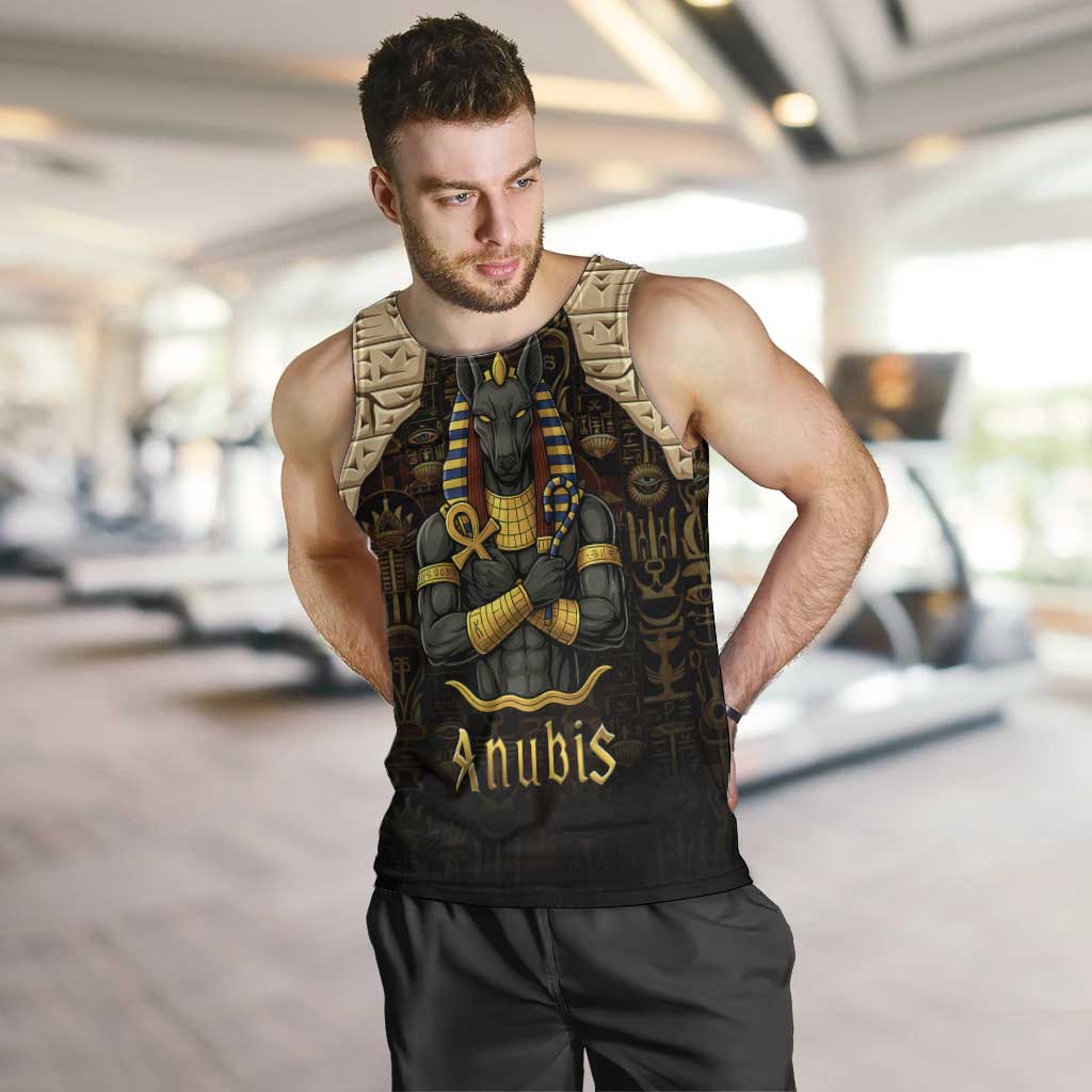 Anubis Egypt Men Tank Top with Ancient Hieroglyph Pharaoh Spirit