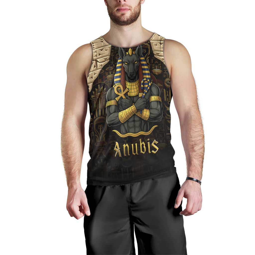 Anubis Egypt Men Tank Top with Ancient Hieroglyph Pharaoh Spirit
