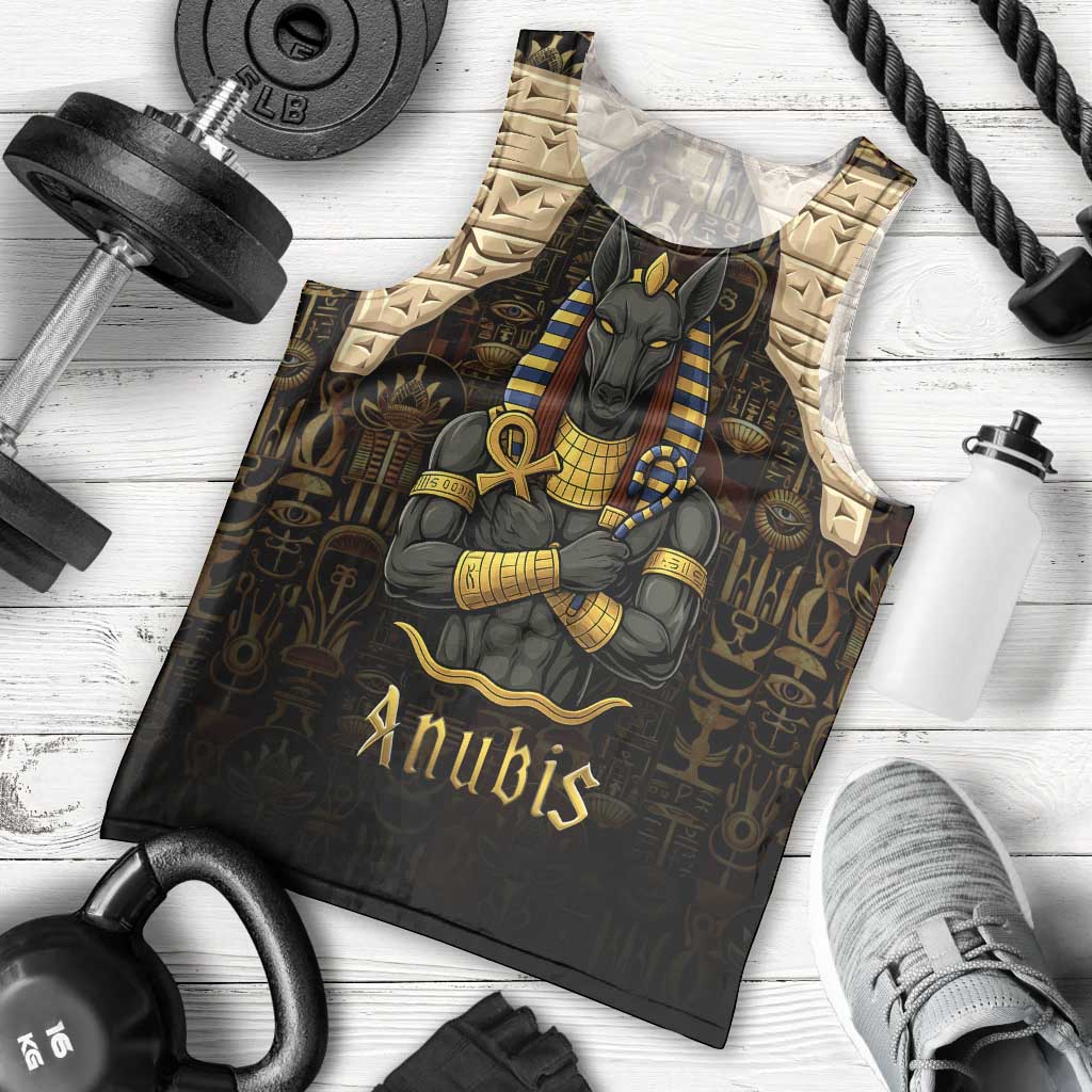 Anubis Egypt Men Tank Top with Ancient Hieroglyph Pharaoh Spirit