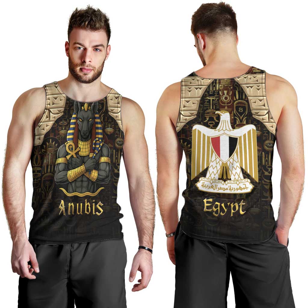 Anubis Egypt Men Tank Top with Ancient Hieroglyph Pharaoh Spirit