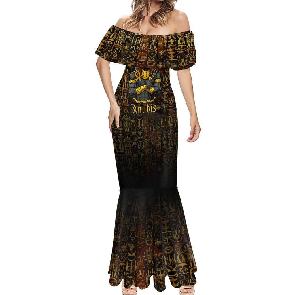 Anubis Egypt Mermaid Dress with Ancient Hieroglyph Pharaoh Spirit