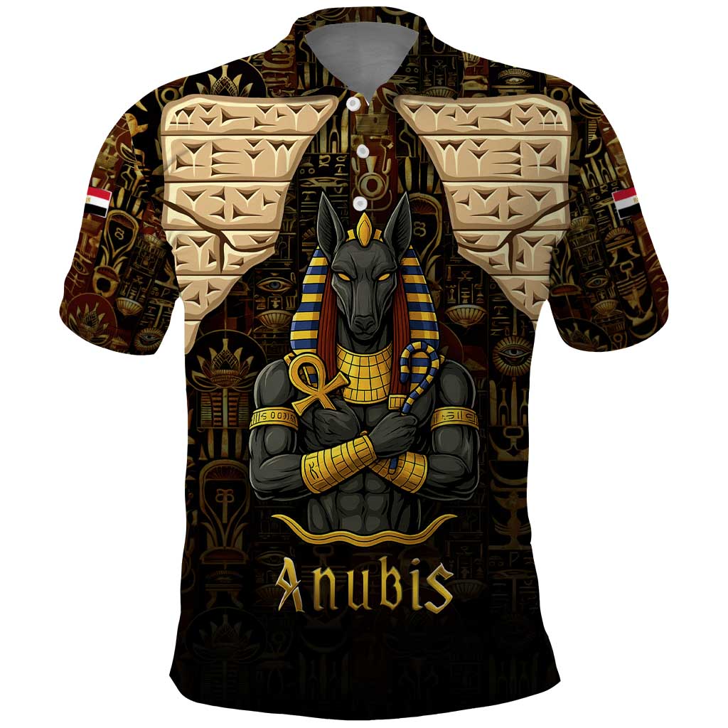 Anubis Egypt Polo Shirt with Ancient Hieroglyph Pharaoh Spirit