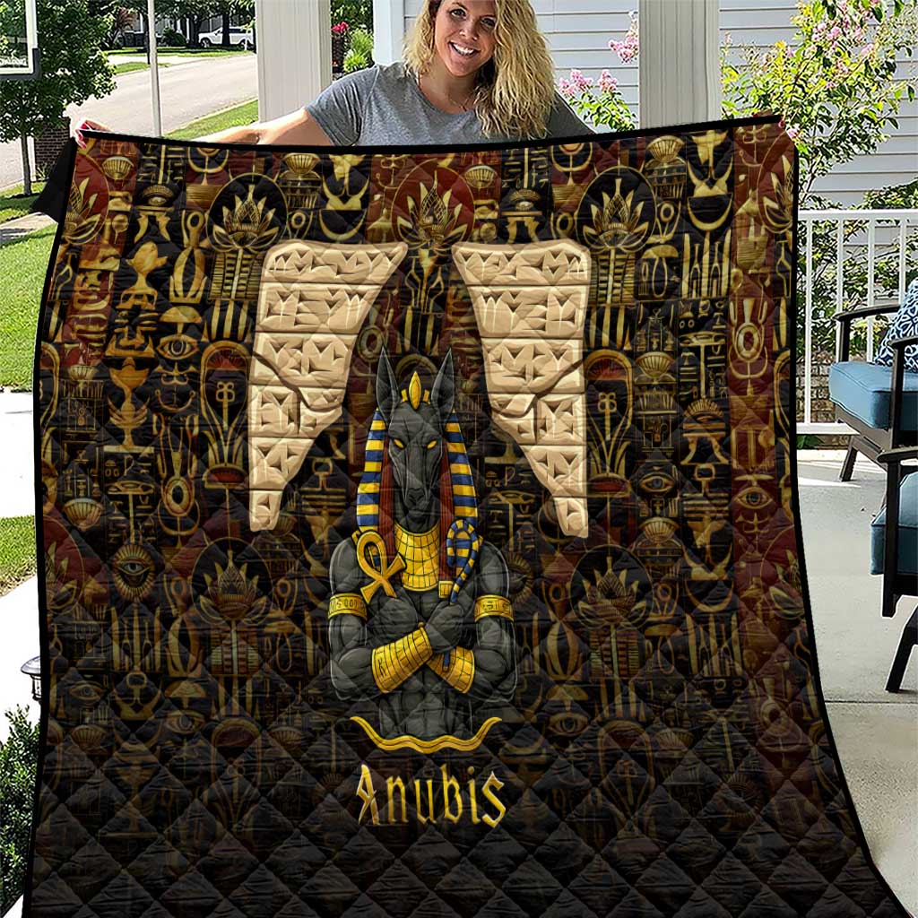 Anubis Egypt Quilt with Ancient Hieroglyph Pharaoh Spirit