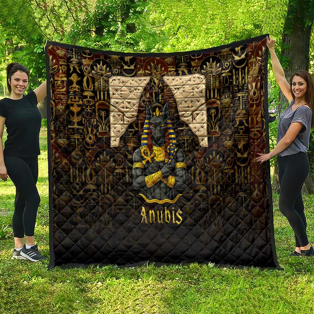 Anubis Egypt Quilt with Ancient Hieroglyph Pharaoh Spirit