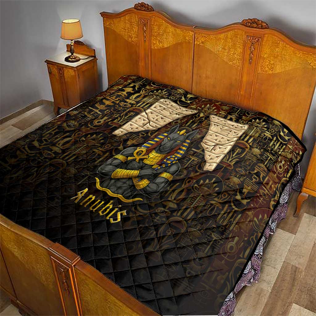Anubis Egypt Quilt with Ancient Hieroglyph Pharaoh Spirit