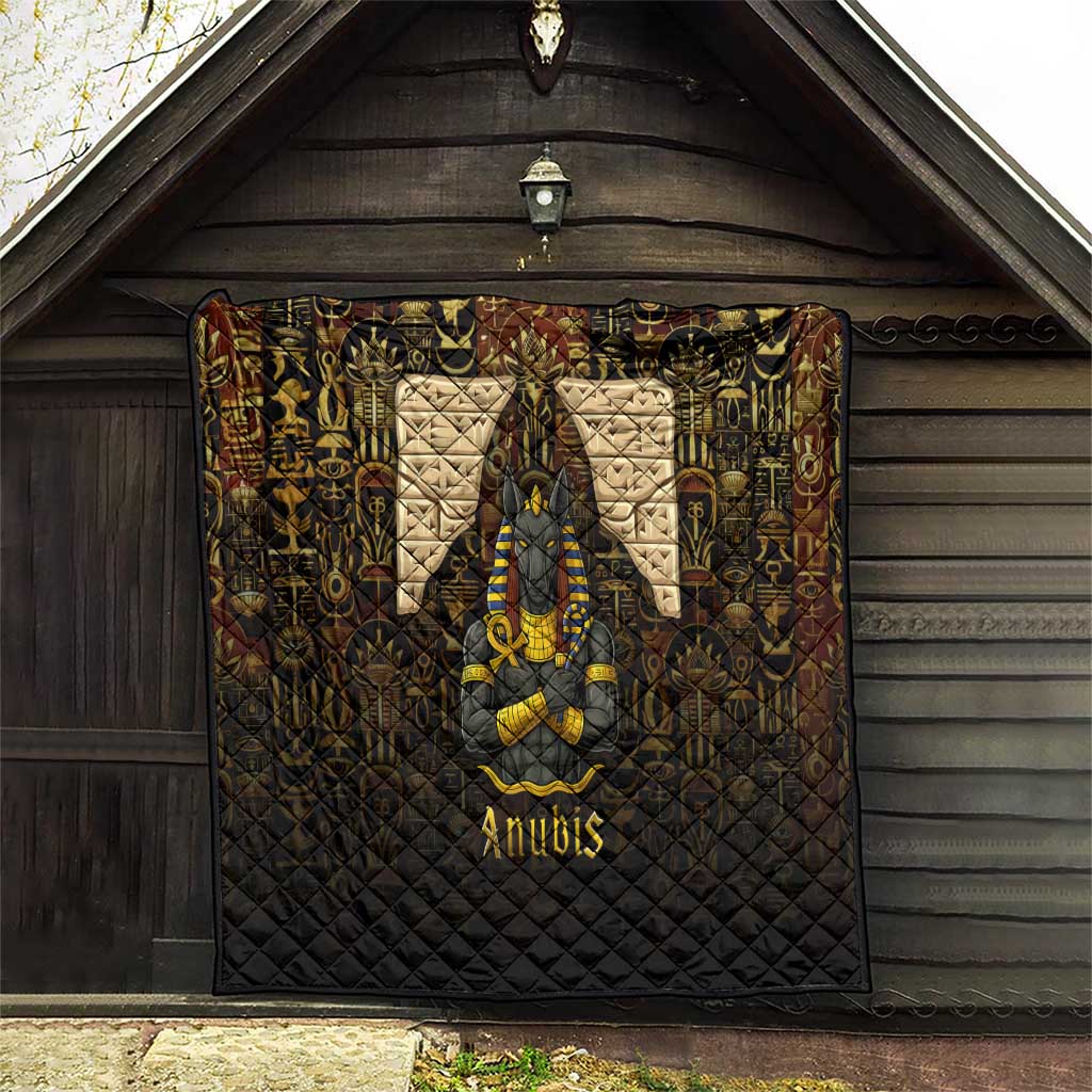 Anubis Egypt Quilt with Ancient Hieroglyph Pharaoh Spirit
