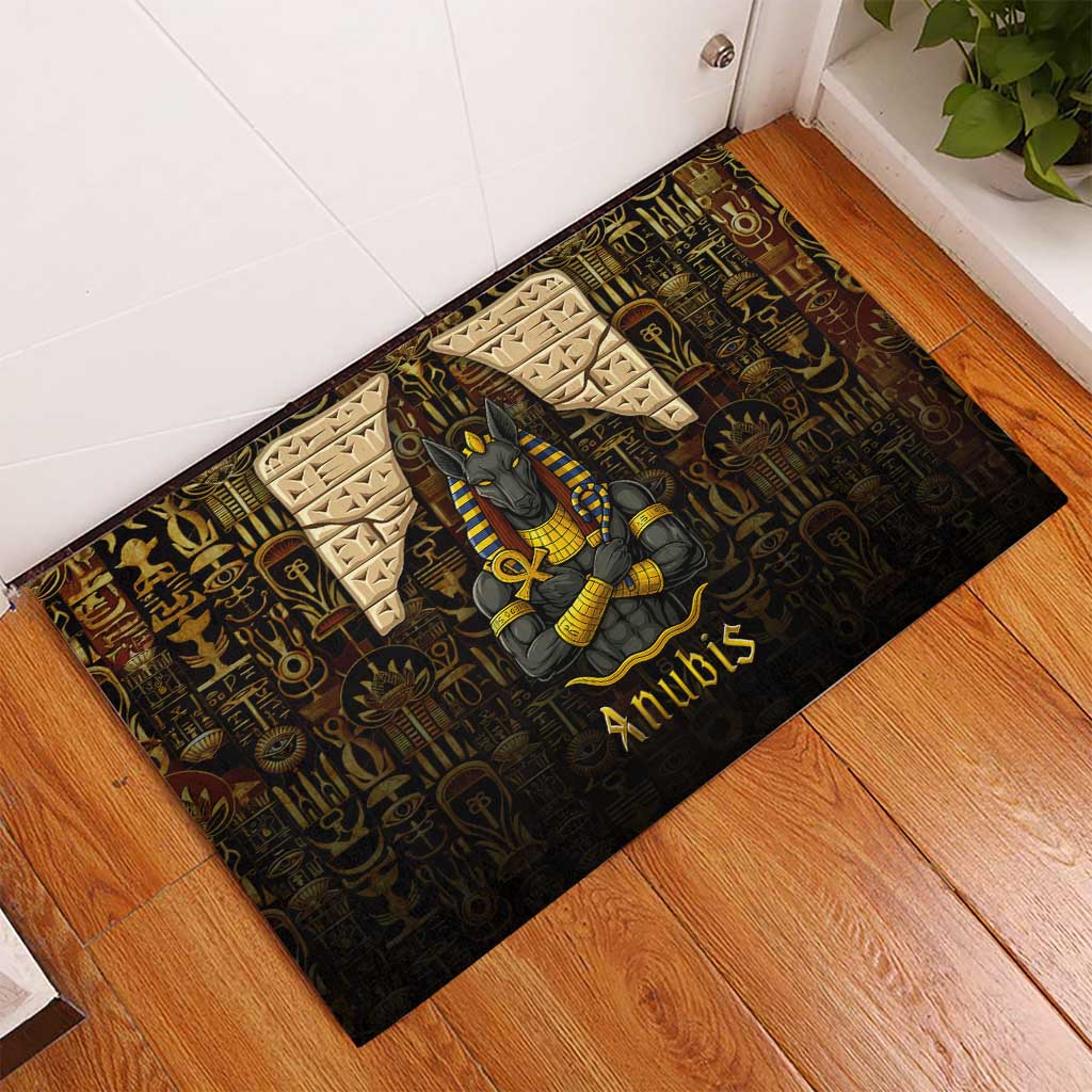 Anubis Egypt Rubber Doormat with Ancient Hieroglyph Pharaoh Spirit