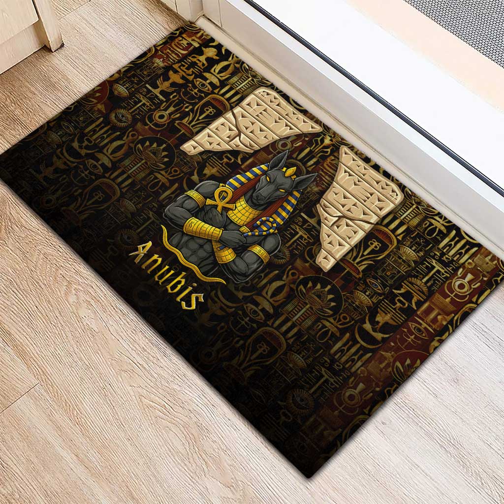 Anubis Egypt Rubber Doormat with Ancient Hieroglyph Pharaoh Spirit