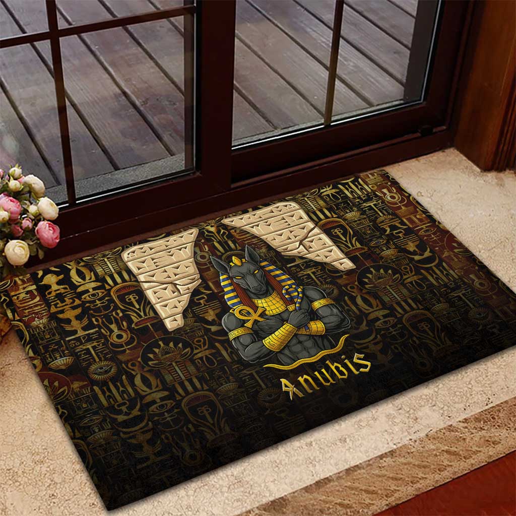 Anubis Egypt Rubber Doormat with Ancient Hieroglyph Pharaoh Spirit