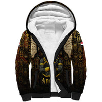 Anubis Egypt Sherpa Hoodie with Ancient Hieroglyph Pharaoh Spirit