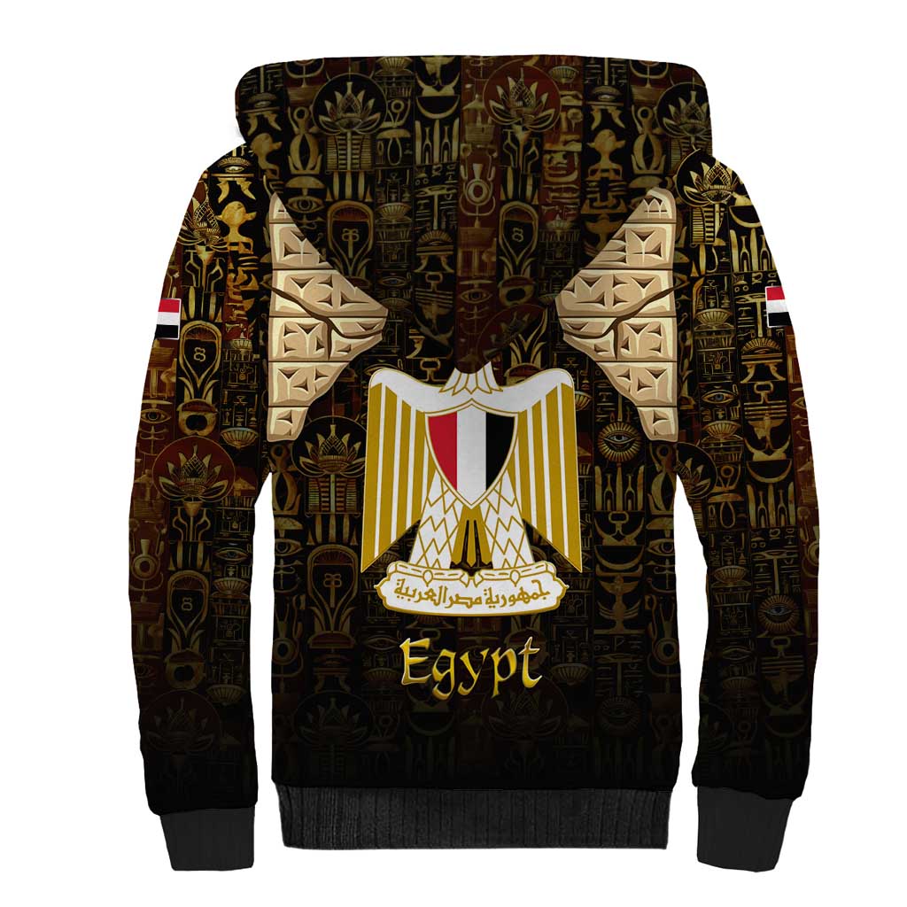 Anubis Egypt Sherpa Hoodie with Ancient Hieroglyph Pharaoh Spirit