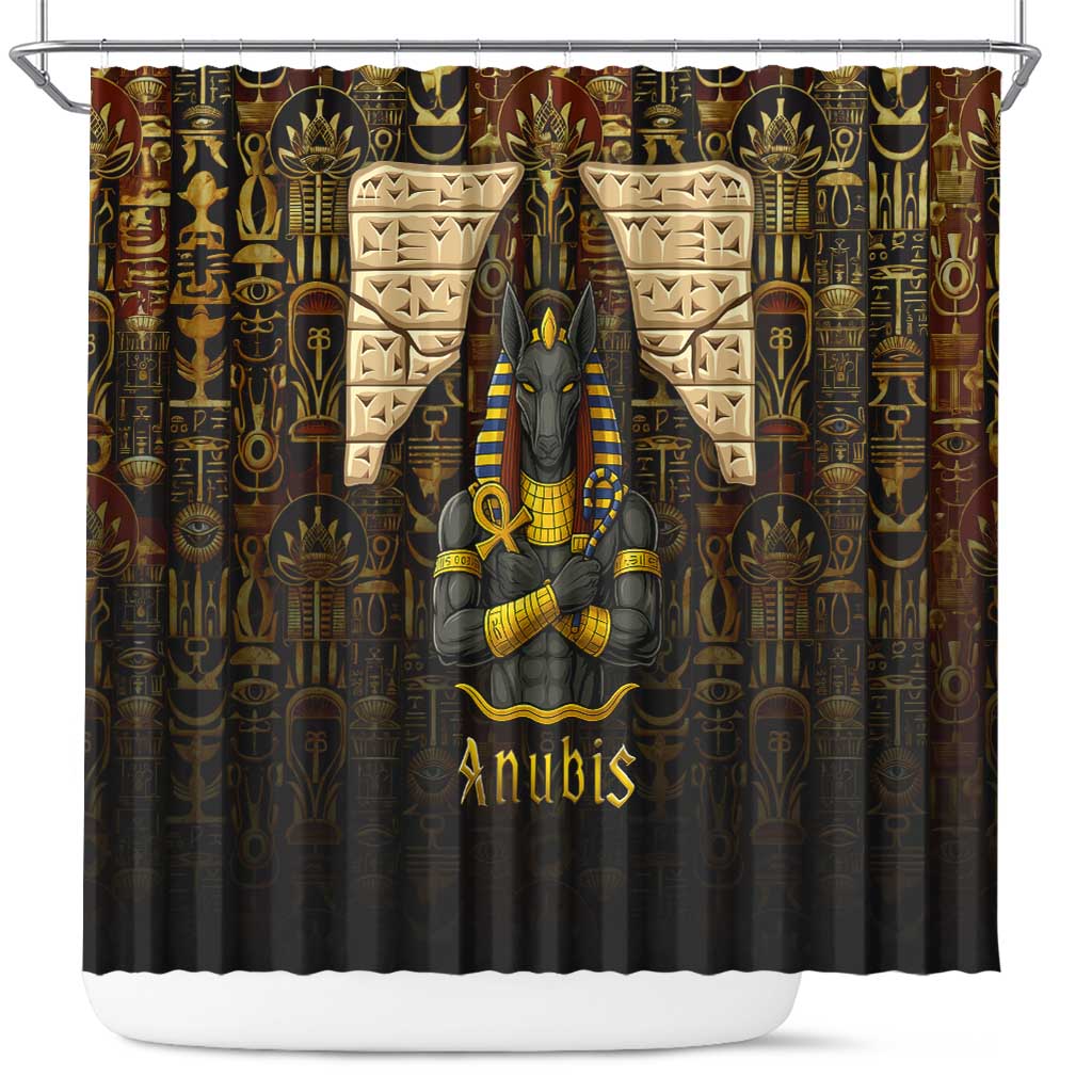 Anubis Egypt Shower Curtain with Ancient Hieroglyph Pharaoh Spirit