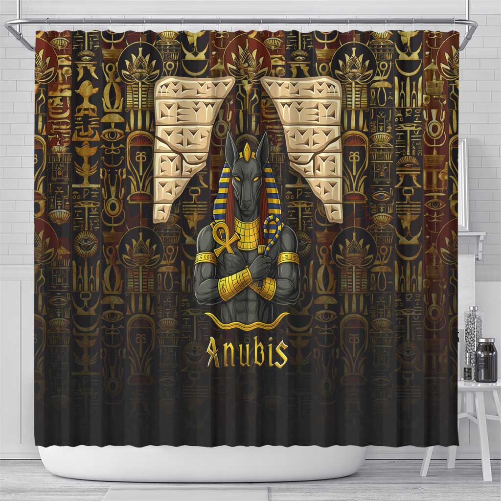 Anubis Egypt Shower Curtain with Ancient Hieroglyph Pharaoh Spirit