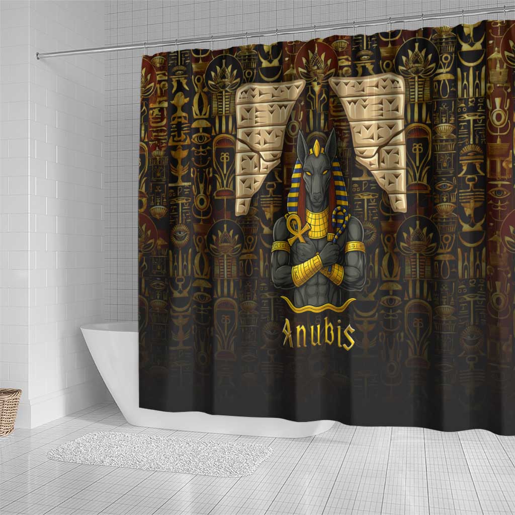 Anubis Egypt Shower Curtain with Ancient Hieroglyph Pharaoh Spirit
