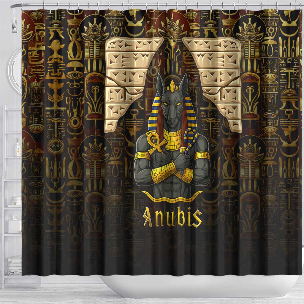 Anubis Egypt Shower Curtain with Ancient Hieroglyph Pharaoh Spirit