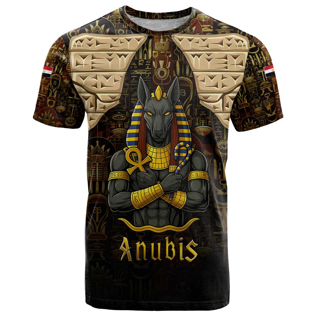 Anubis Egypt T Shirt with Ancient Hieroglyph Pharaoh Spirit