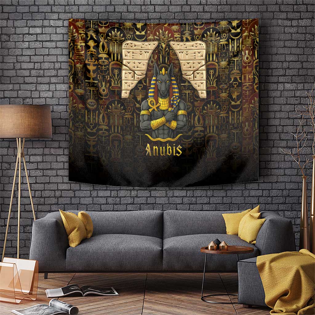Anubis Egypt Tapestry with Ancient Hieroglyph Pharaoh Spirit