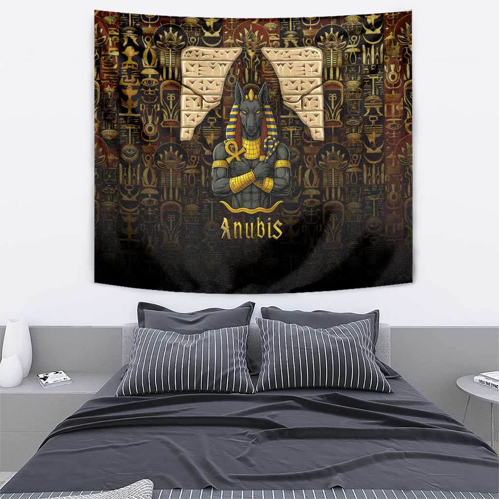 Anubis Egypt Tapestry with Ancient Hieroglyph Pharaoh Spirit