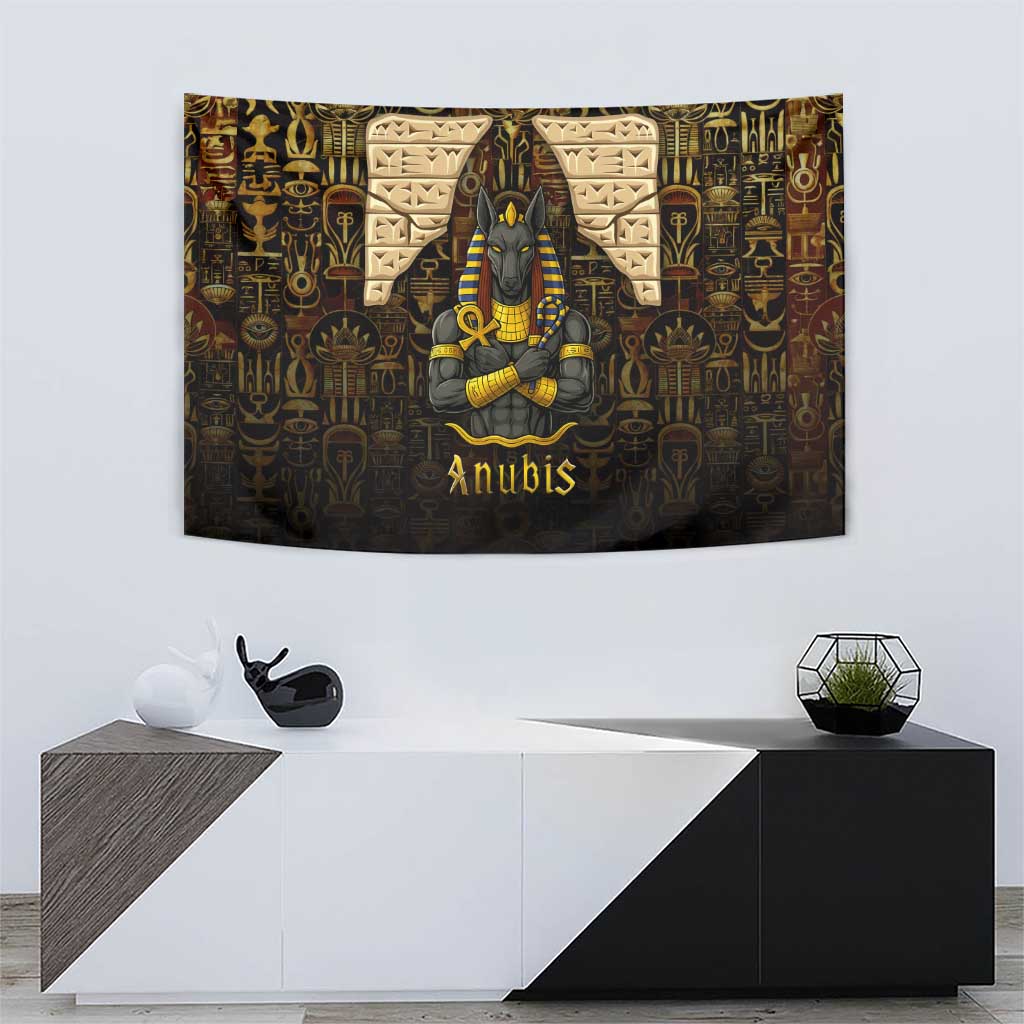 Anubis Egypt Tapestry with Ancient Hieroglyph Pharaoh Spirit