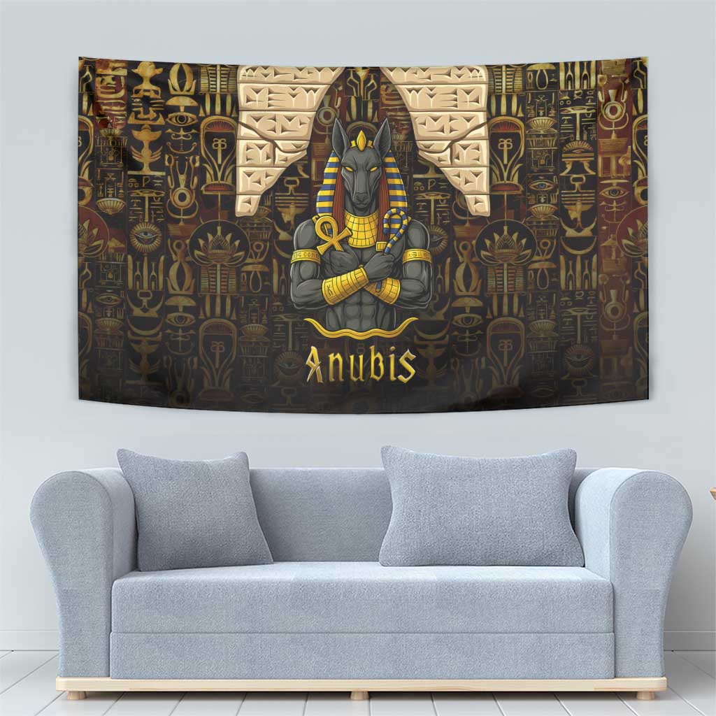 Anubis Egypt Tapestry with Ancient Hieroglyph Pharaoh Spirit