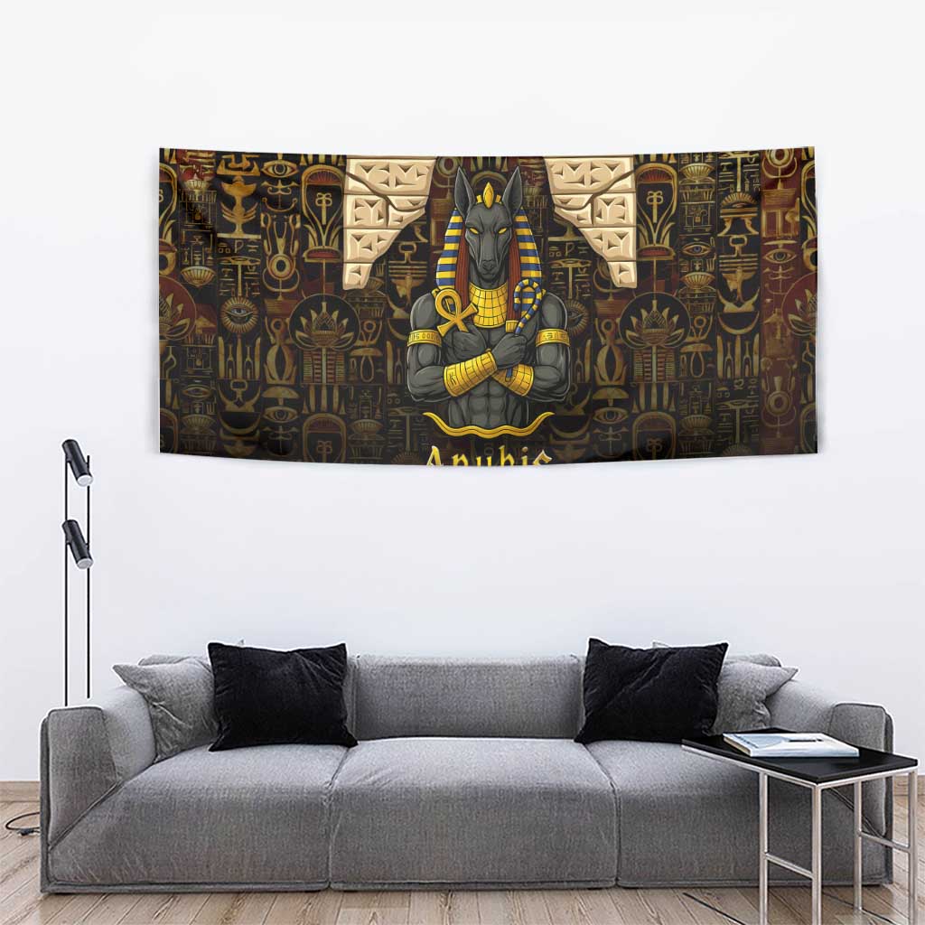 Anubis Egypt Tapestry with Ancient Hieroglyph Pharaoh Spirit
