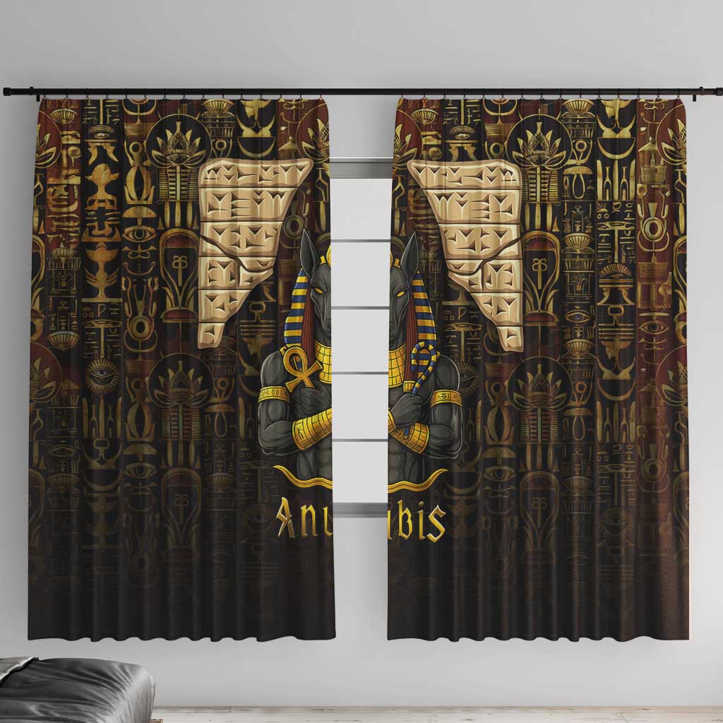 Anubis Egypt Window Curtain with Ancient Hieroglyph Pharaoh Spirit