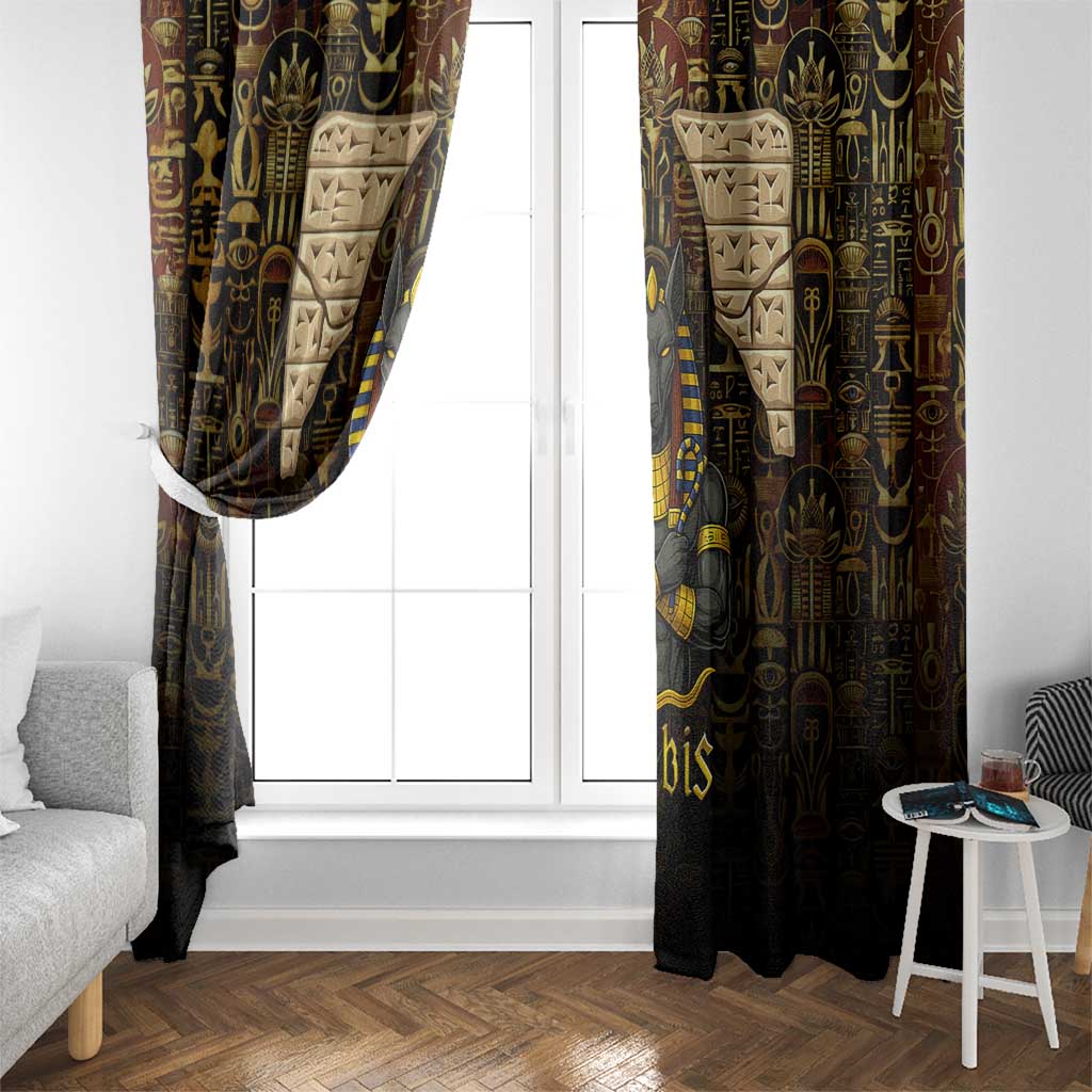 Anubis Egypt Window Curtain with Ancient Hieroglyph Pharaoh Spirit