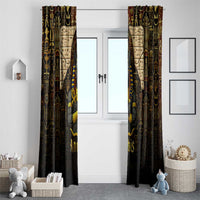 Anubis Egypt Window Curtain with Ancient Hieroglyph Pharaoh Spirit