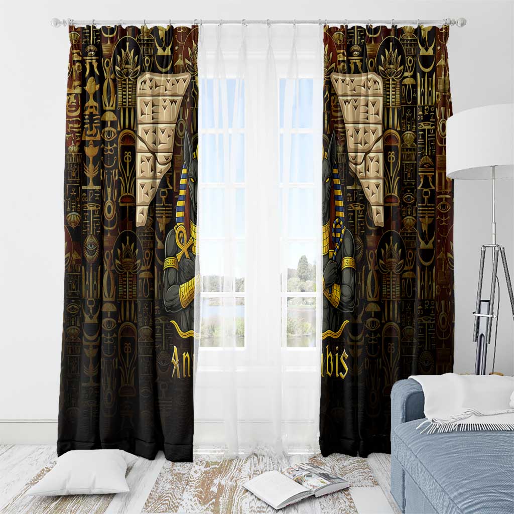 Anubis Egypt Window Curtain with Ancient Hieroglyph Pharaoh Spirit