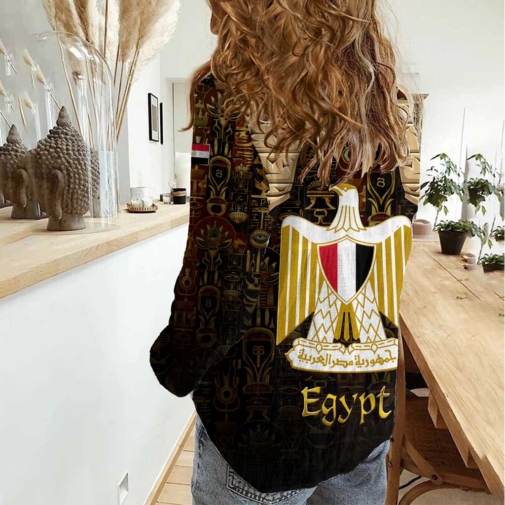 Anubis Egypt Women Casual Shirt with Ancient Hieroglyph Pharaoh Spirit