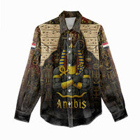 Anubis Egypt Women Casual Shirt with Ancient Hieroglyph Pharaoh Spirit