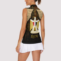 Anubis Egypt Women Sleeveless Polo Shirt with Ancient Hieroglyph Pharaoh Spirit