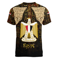 Anubis Egypt Women V-Neck T-Shirt with Ancient Hieroglyph Pharaoh Spirit