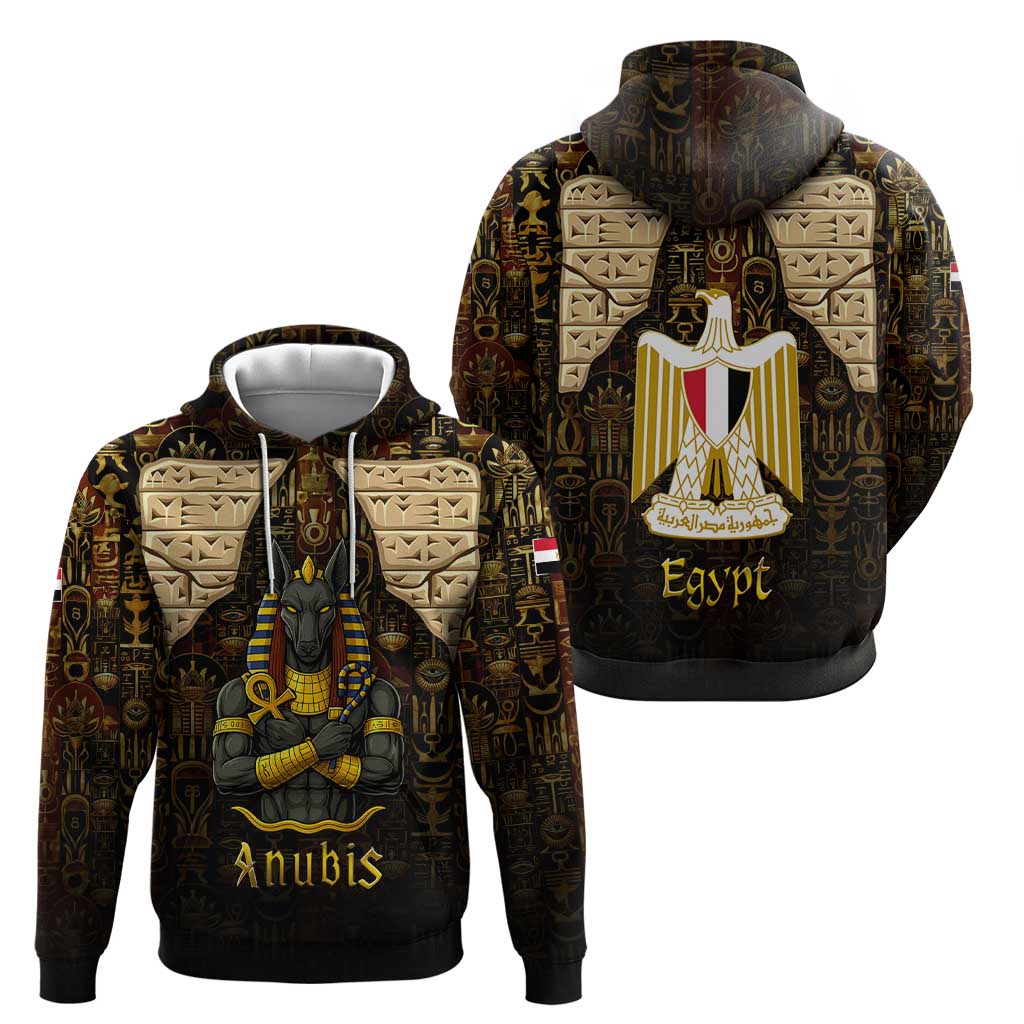 Anubis Egypt Zip Hoodie with Ancient Hieroglyph Pharaoh Spirit