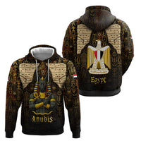 Anubis Egypt Zip Hoodie with Ancient Hieroglyph Pharaoh Spirit