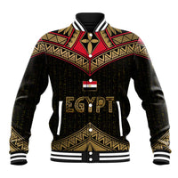 Ankh Eye of Horus Egypt Baseball Jacket with Ancient Black Gold Hieroglyph Spirit