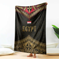 Ankh Eye of Horus Egypt Blanket with Ancient Black Gold Hieroglyph Spirit