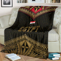 Ankh Eye of Horus Egypt Blanket with Ancient Black Gold Hieroglyph Spirit