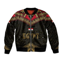 Ankh Eye of Horus Egypt Bomber Jacket with Ancient Black Gold Hieroglyph Spirit