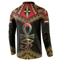 Ankh Eye of Horus Egypt Button Sweatshirt with Ancient Black Gold Hieroglyph Spirit