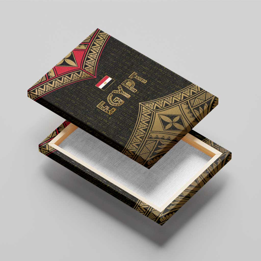 Ankh Eye of Horus Egypt Canvas Wall Art with Ancient Black Gold Hieroglyph Spirit