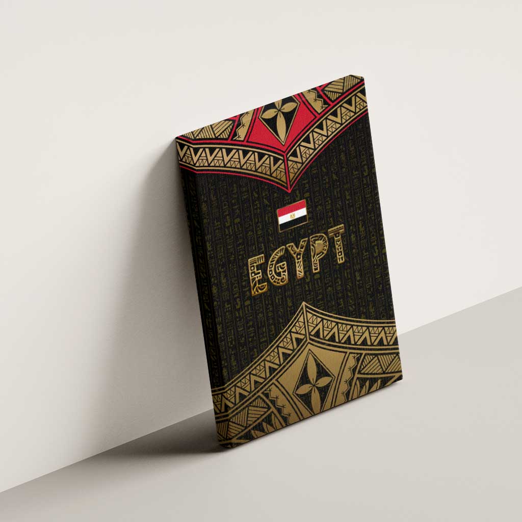 Ankh Eye of Horus Egypt Canvas Wall Art with Ancient Black Gold Hieroglyph Spirit