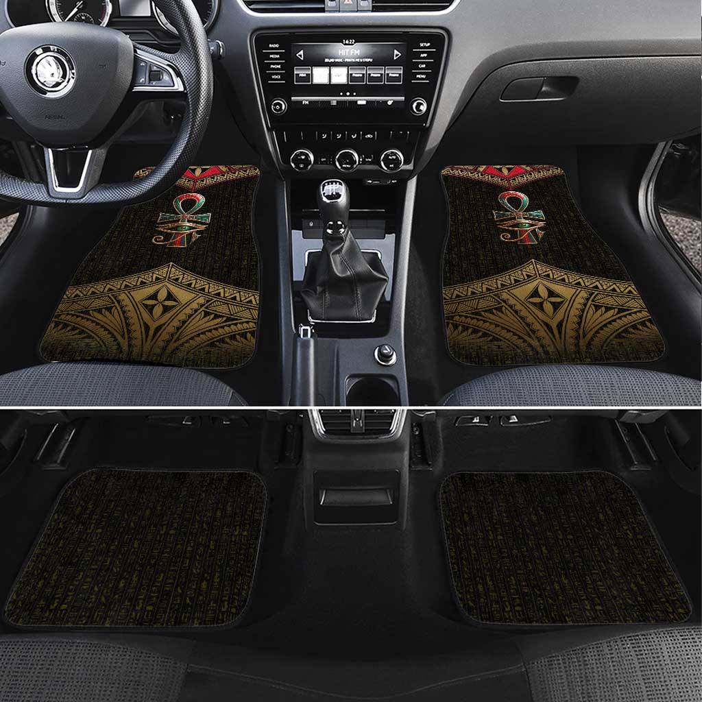 Ankh Eye of Horus Egypt Car Mats with Ancient Black Gold Hieroglyph Spirit