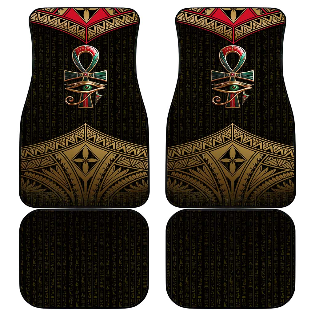 Ankh Eye of Horus Egypt Car Mats with Ancient Black Gold Hieroglyph Spirit