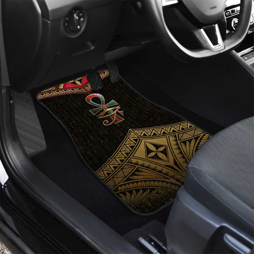 Ankh Eye of Horus Egypt Car Mats with Ancient Black Gold Hieroglyph Spirit