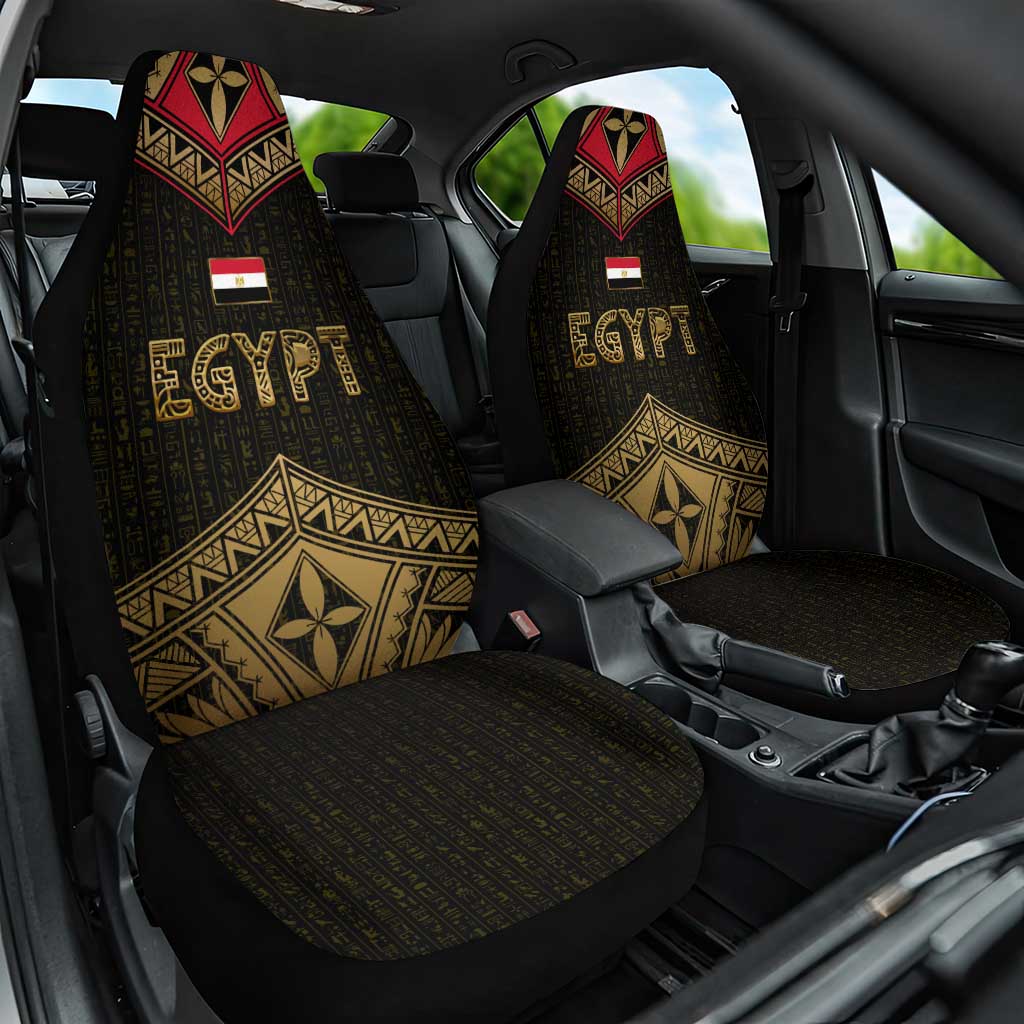 Ankh Eye of Horus Egypt Car Seat Cover with Ancient Black Gold Hieroglyph Spirit