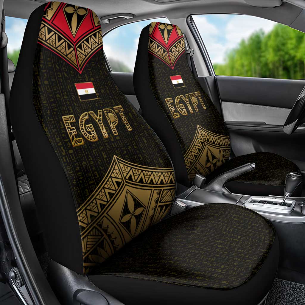 Ankh Eye of Horus Egypt Car Seat Cover with Ancient Black Gold Hieroglyph Spirit