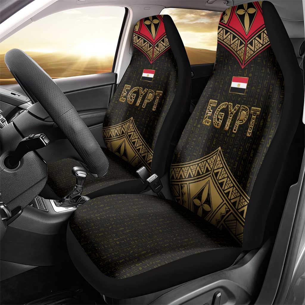 Ankh Eye of Horus Egypt Car Seat Cover with Ancient Black Gold Hieroglyph Spirit
