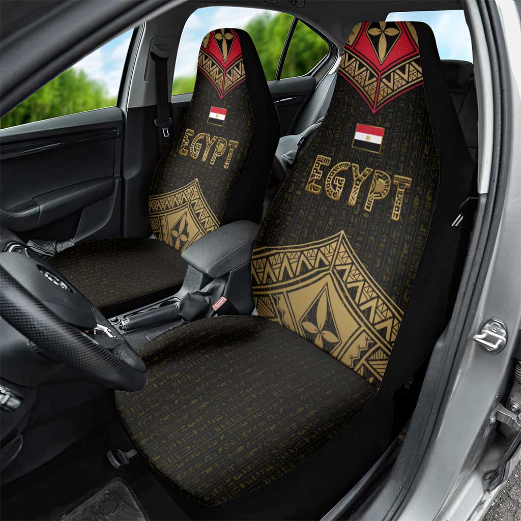 Ankh Eye of Horus Egypt Car Seat Cover with Ancient Black Gold Hieroglyph Spirit